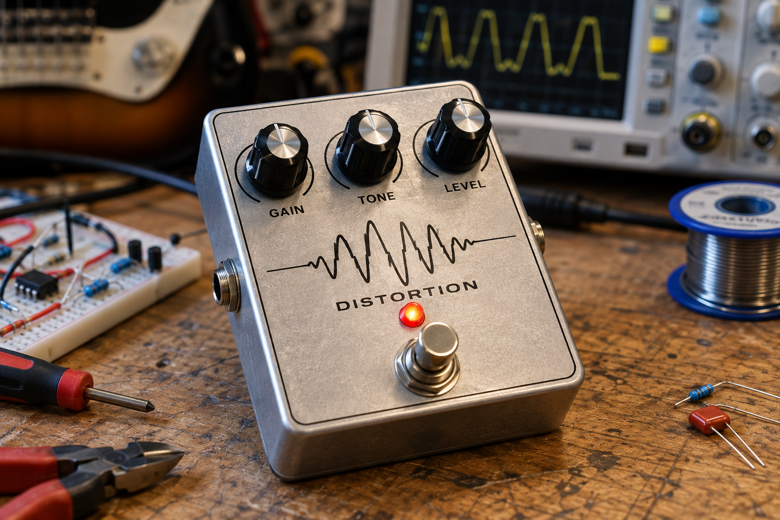 Pedal de distorsión analógico